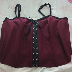 Unique Vintage Burgundy Bustier Corset Top Size 2Xl-18 New